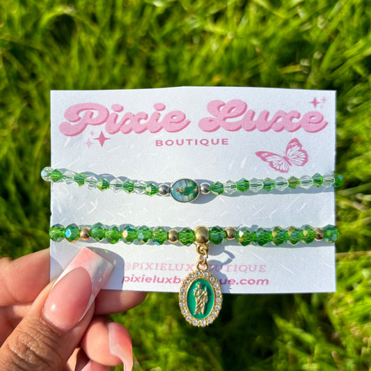 Green & Purple Bracelet Set